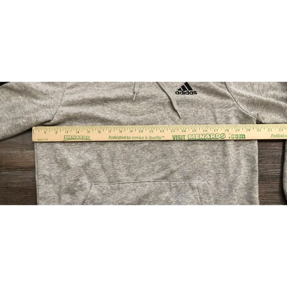Adidas Mens Medium Gray 3 Striped Hoodie Sweatshirt Pullover - Picture 4 of 5